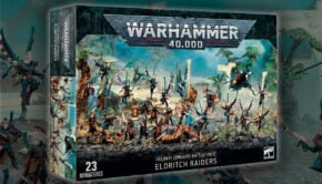 40k Aeldari Corsairs Eldritch Raiders Battleforce Box review product show with painted images in background