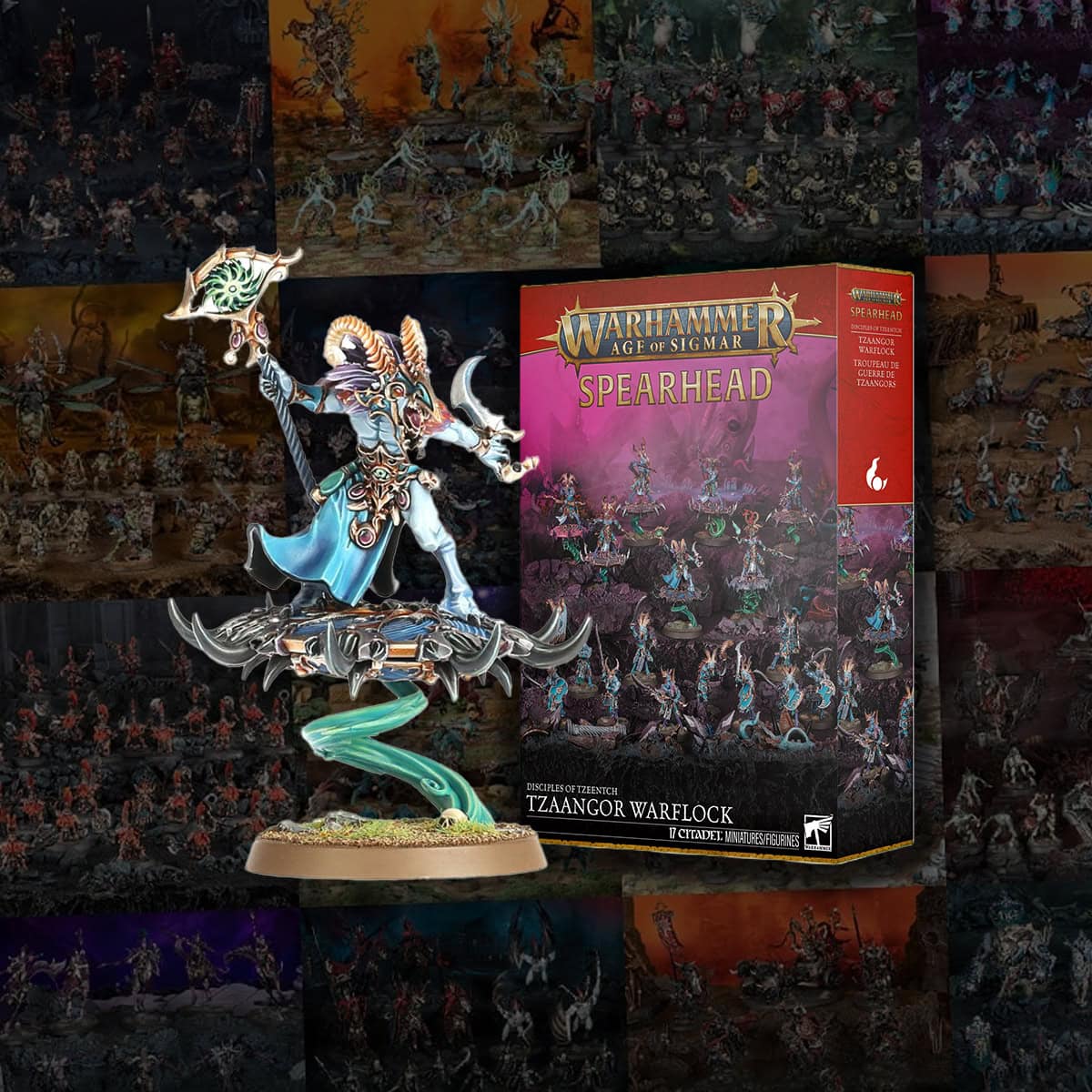Disciples of Tzeentch Spearhead Tzaangor Warflock product image painted models background age of sigmar