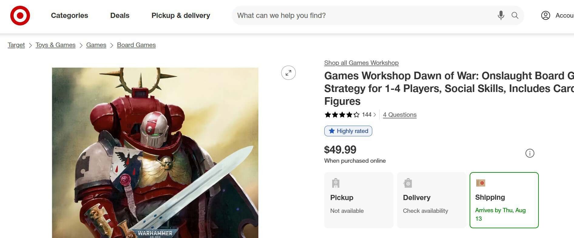 dawn of war board game in stock