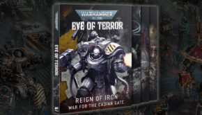 eye of terror books warhammer 40k campaign product shots with painted models in background