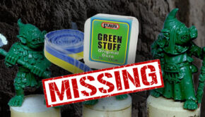 green stuff putty sold out product shots with missing text in red