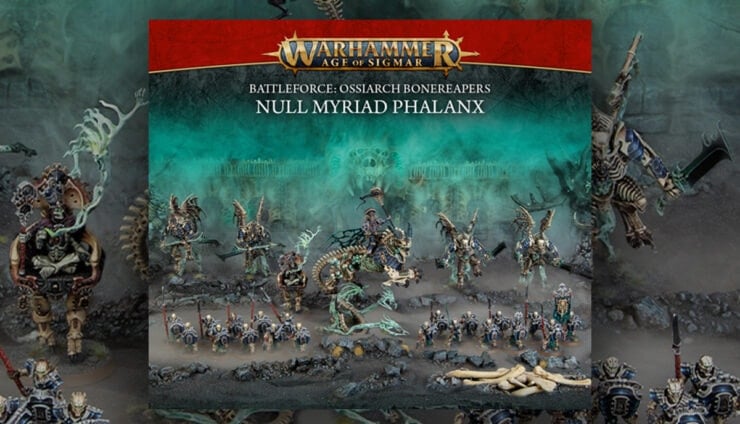 ossiarch bonereapers battleforce product shot with painted models warhammer age of sitgmar