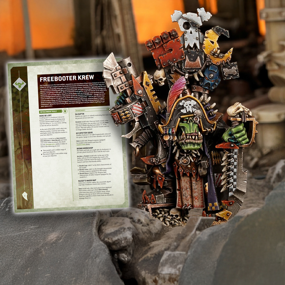 painted capt badrukk orks model new detachment rules warhammer 40k