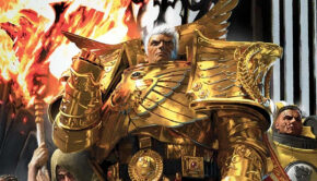 rogal dorn standing at imperial palace with clenched fist warhammer 40k