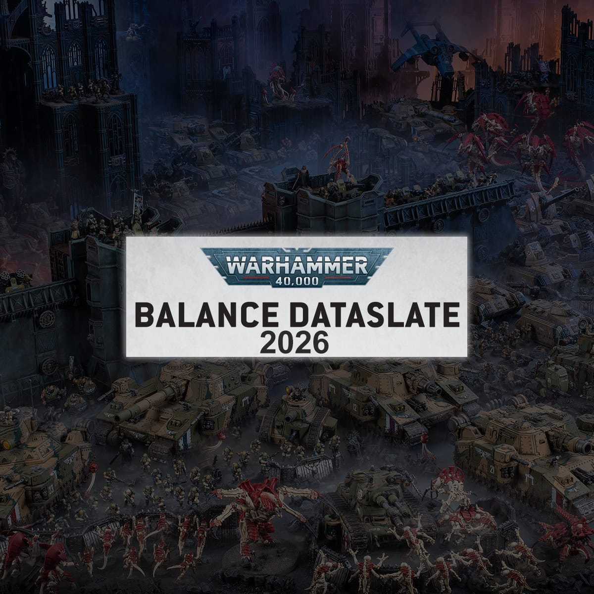 40k balance dataslate logo new rules updates with painted models in background