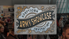 Adepticon showcase logo with background from convention