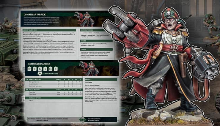 commissar yarrick new model and rules pictured painted model with armageddon background