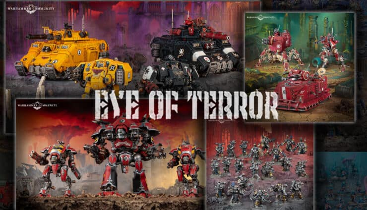 new combat patorls and battalions iron warrors sons of dorn adeptus mechaniucs, imperial knights boxes product shots warhammer 40k eye of terror logo