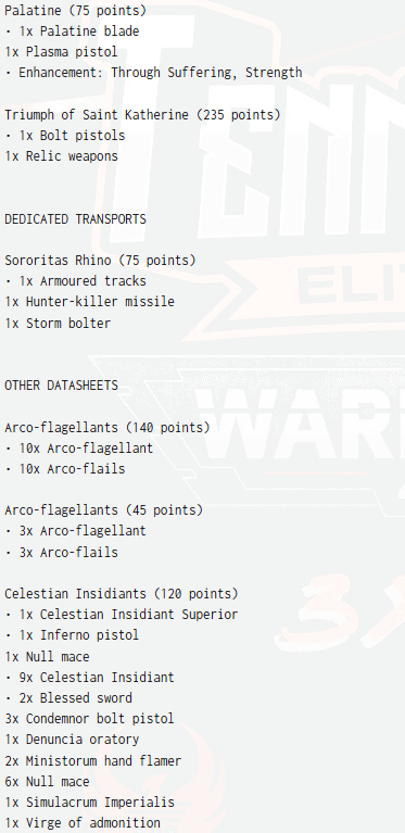Scott Ketcham Sisters of Battle Tennessee Open army list page 2