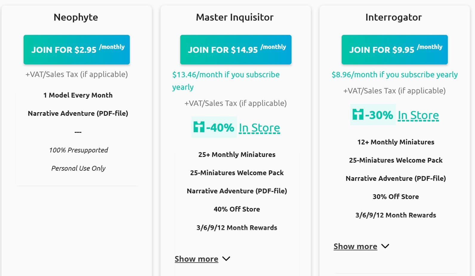 artel w tribe pricing