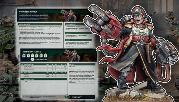 commissar yarrick new model and rules pictured painted model with armageddon background