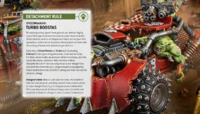 ork detachment rules warhammer 40k armageddon preview painted ork buggys in background