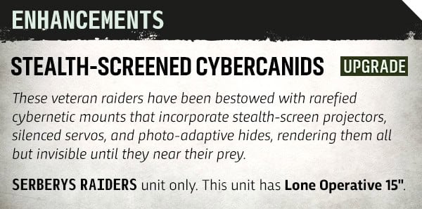 Serberys Raiders Adeptus Mechanicus datasheet card for Cohort Acquisitus