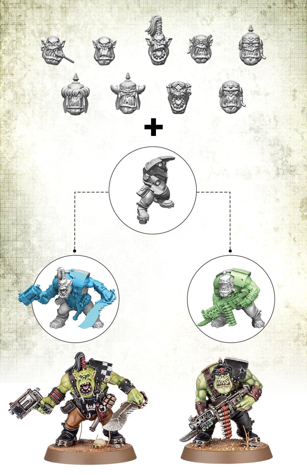 New Ork Boyz build options from the Armageddon push-fit kit