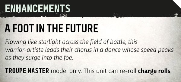 A Foot in the Future charge rule for the Fateful Performance Aeldari detachment
