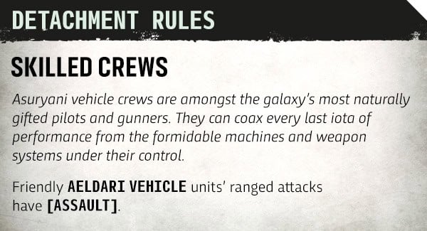 Assault weapons rule for the Armored Warhost Aeldari detachment