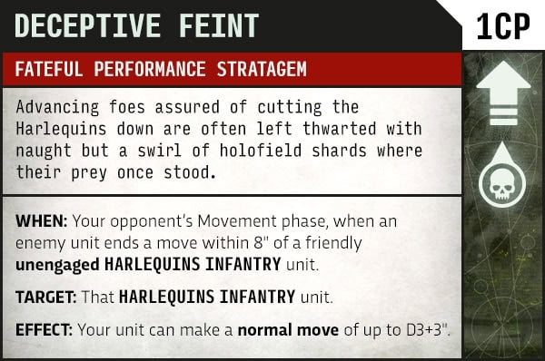 Deceptive Feint stratagem for the Fateful Performance Aeldari detachment