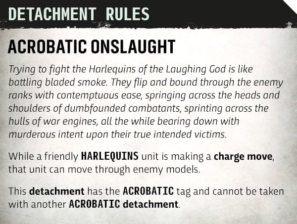 Harlequins leap over screens rule for the Fateful Performance Aeldari detachment