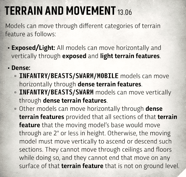 Dense Terrain rules