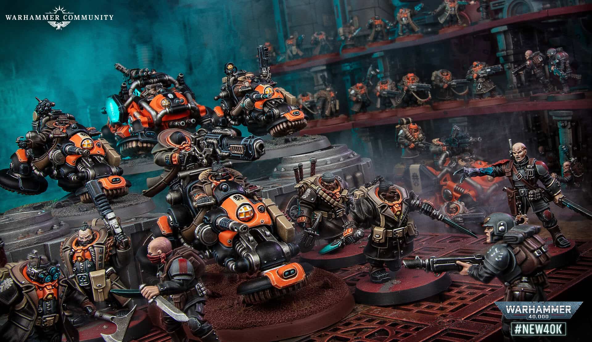 Warhammer 40k 11th Edition terrain shot with vehicles and monsters maneuvering