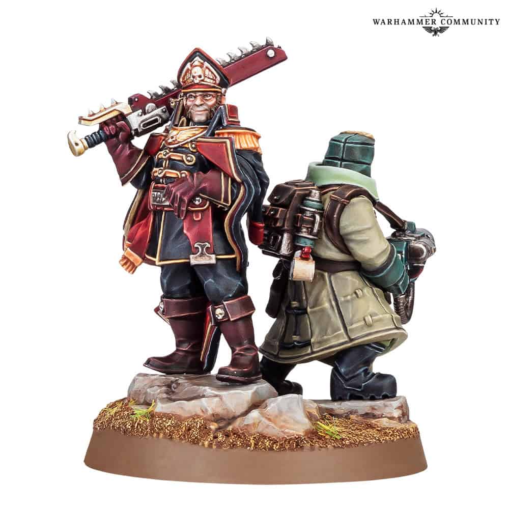 Ciaphas Cain and Jurgen studio shot on white background for Warhammer 40k pre-order