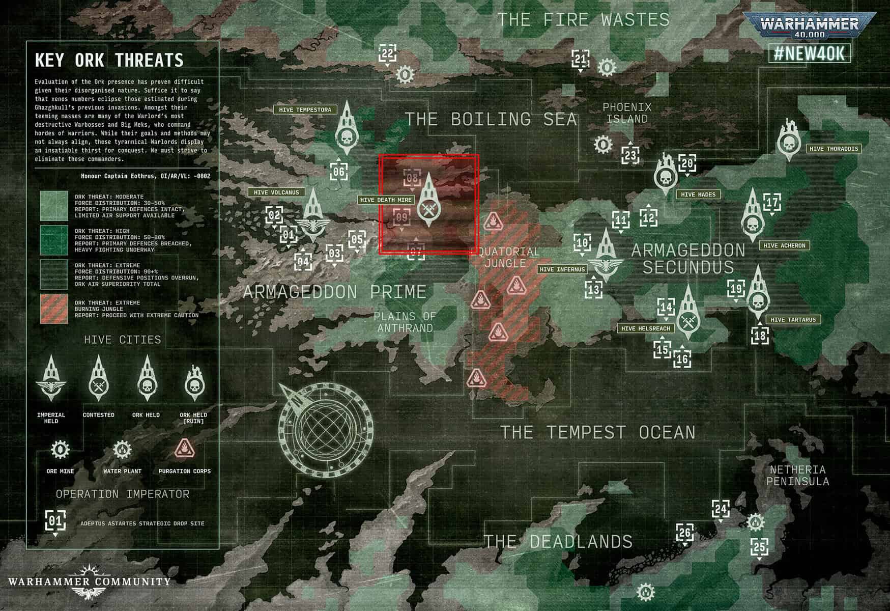 Hive Death Mire location map in the Volcanus theatre