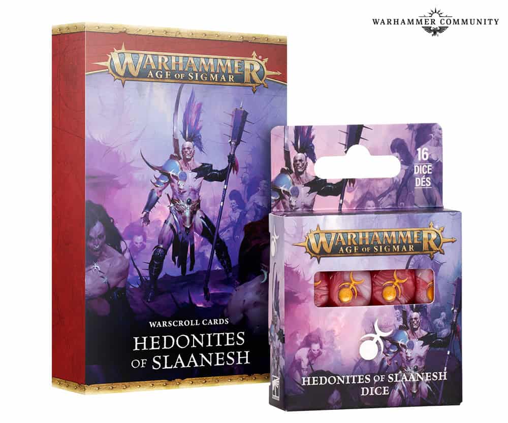 Hedonites of Slaanesh Warscroll Cards and Dice