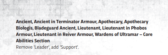 Space Marines Rules changes 11th