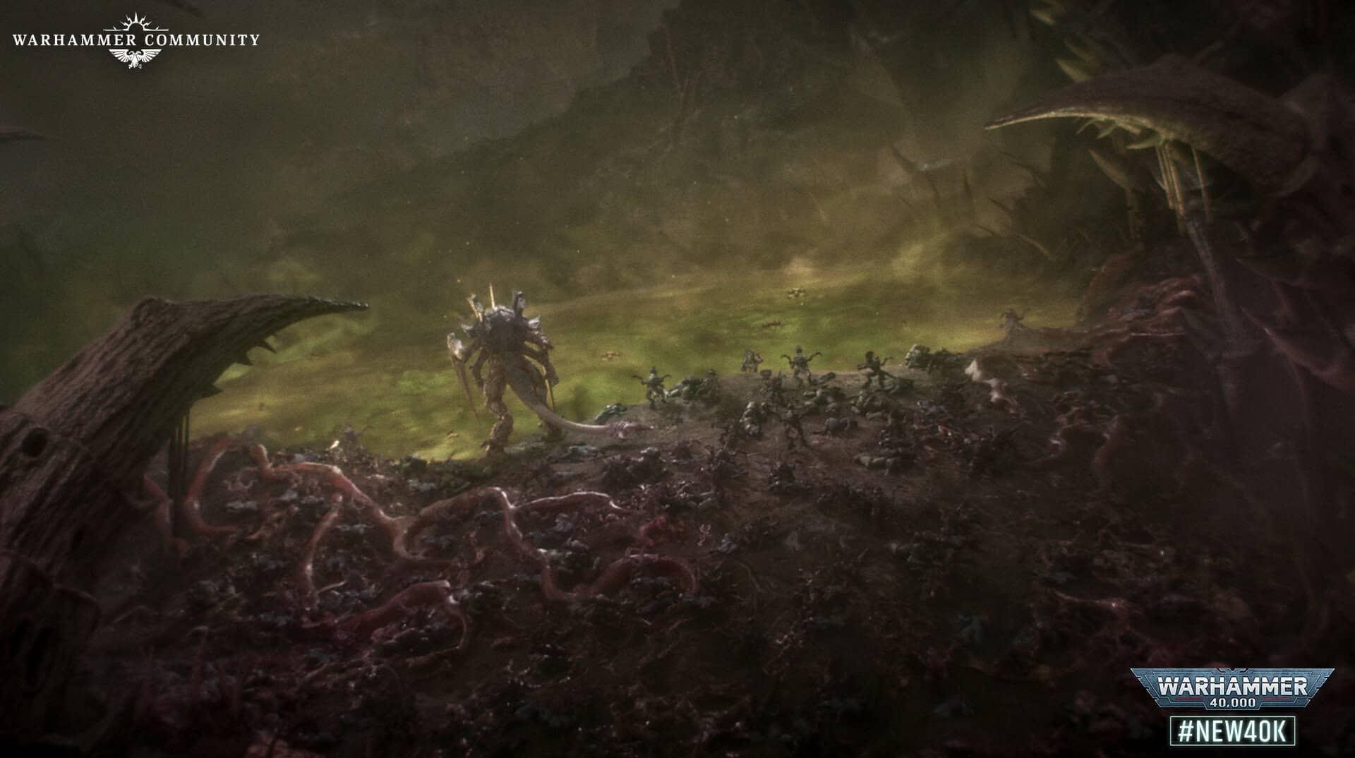 Tyranids consuming a world in the Warhammer 40k 11th Edition trailer
