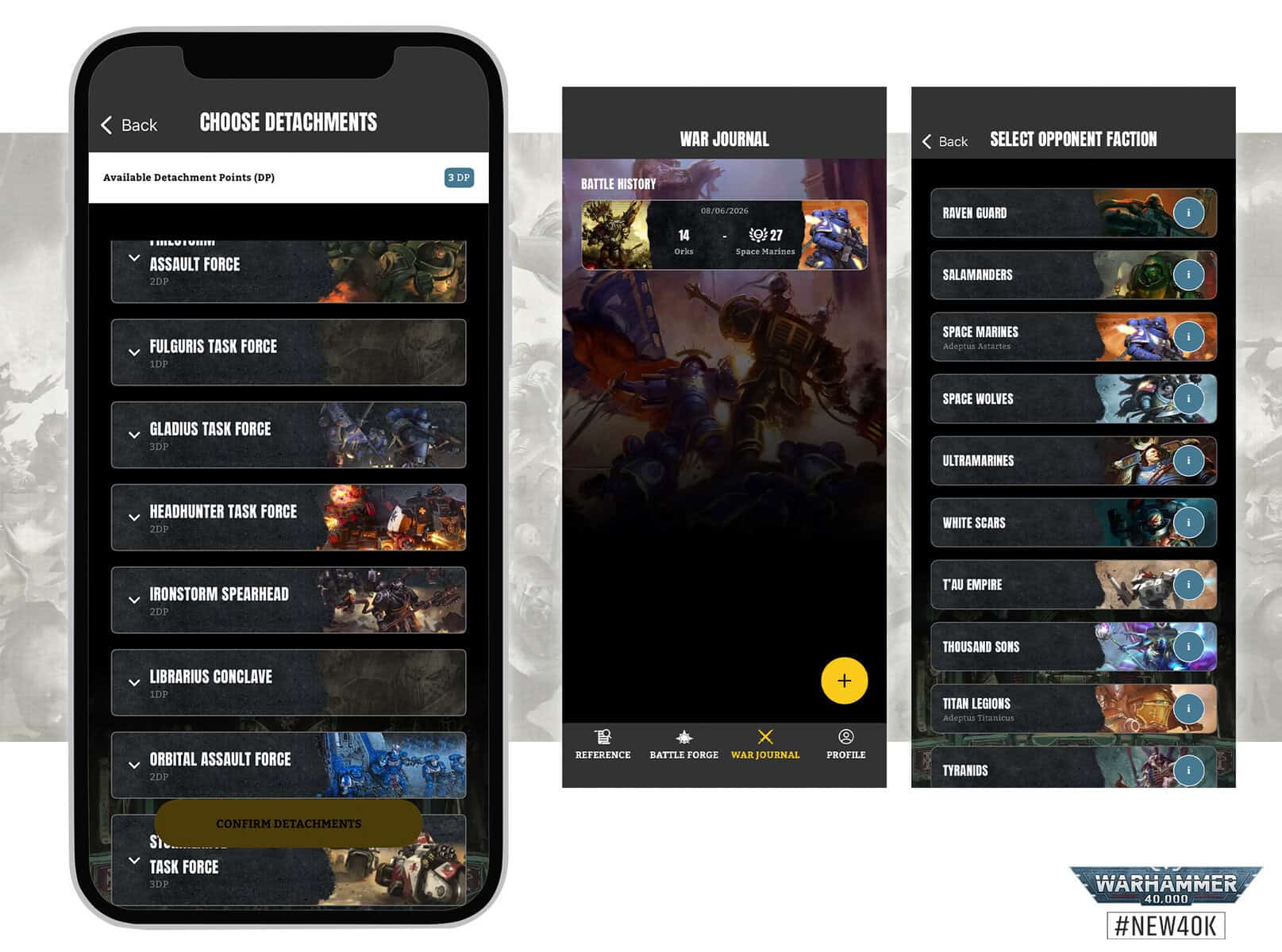 Refreshed Warhammer 40,000 App showing the new interactive Munitorum Field Manual for 11th Edition