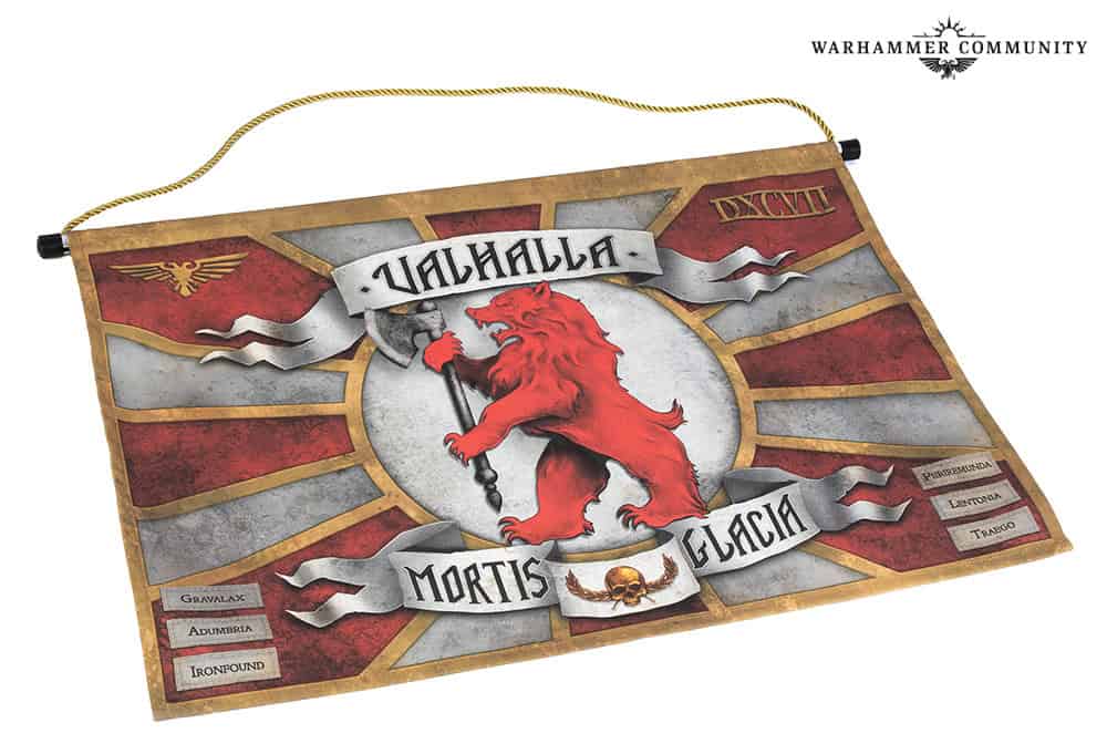 Black Library Valhallan Regimental Banner cotton wall hanging