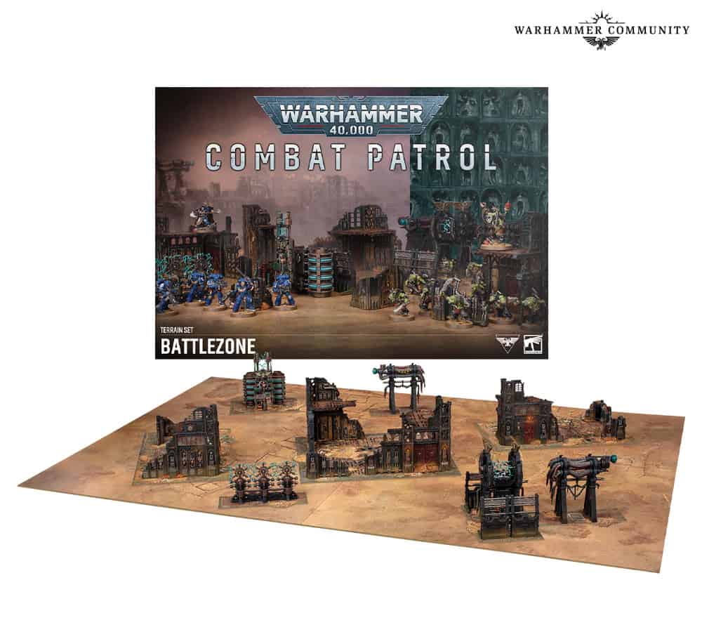 Warhammer 40k Combat Patrol Battlezone terrain set with board and ruins