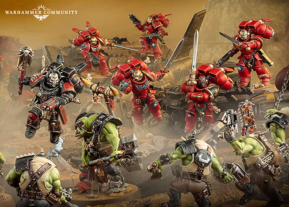 Warhammer 40k Orks and Space Marines clash over Hive Death Mire