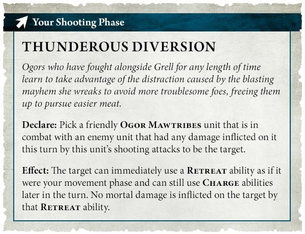 Grell Firefist distraction rules boxout for Ogor Mawtribes