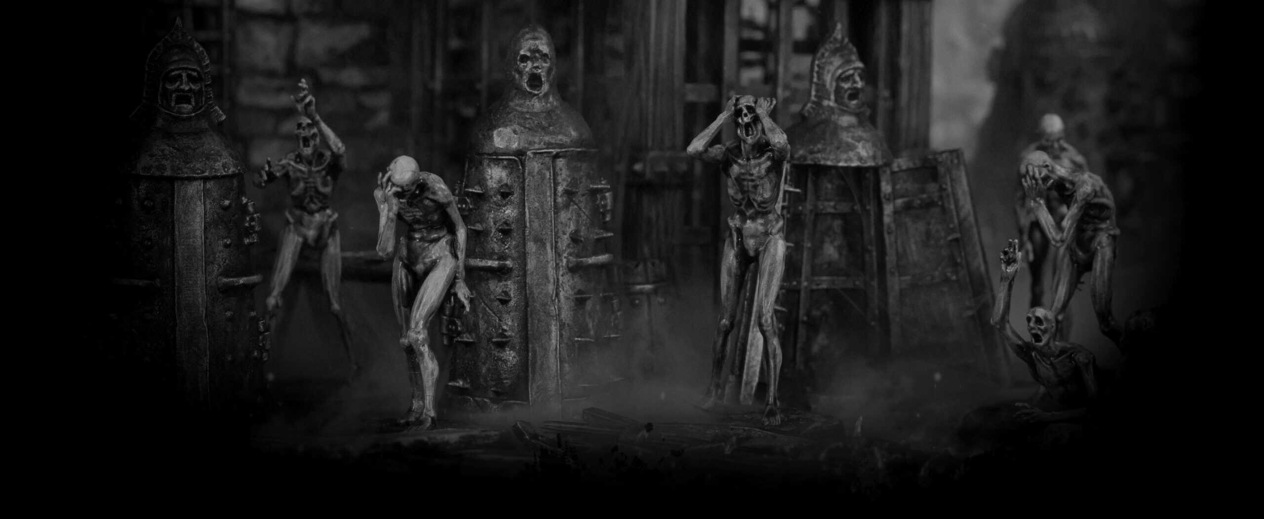 Halls of Suffering dark fantasy miniatures cover art