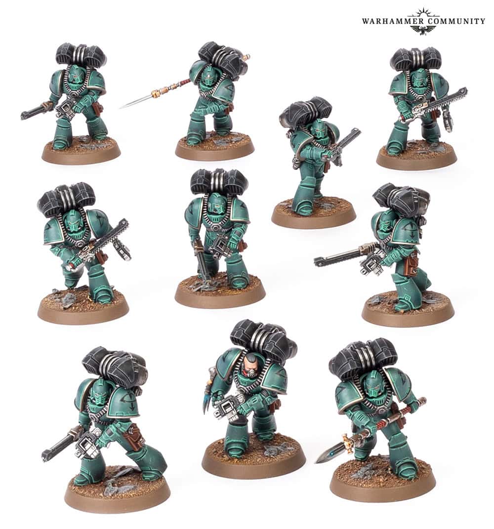 Horus Heresy MkIV Maximus Assault Squad of 10 Marines with power lances