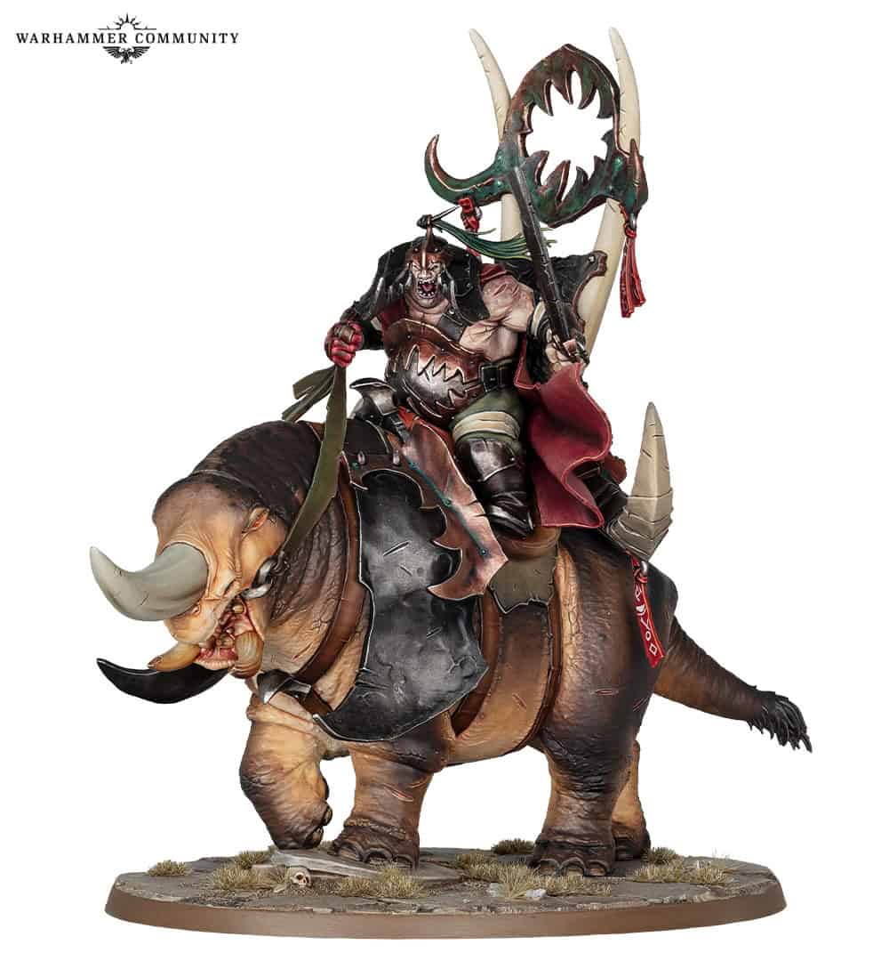 Morga the Mighty riding the glutthorn Grutta