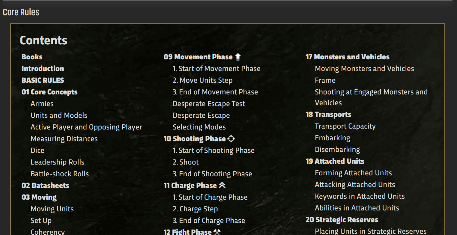 Wahapedia core rules