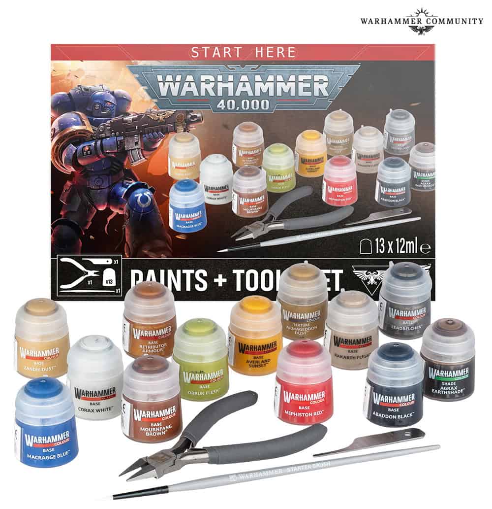 Warhammer 40,000 Paints plus Tools beginner set with 13 Warhammer Colour paints