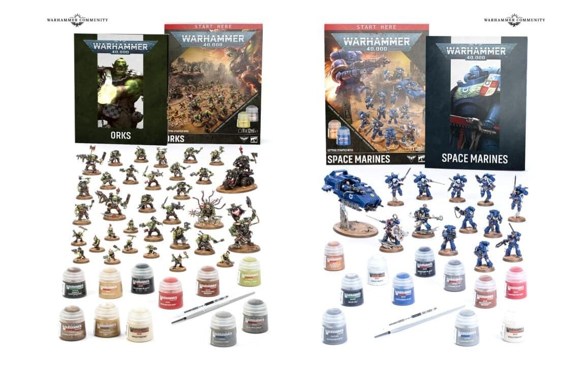 warhammer 40k getting started sets Space Marines and Orks