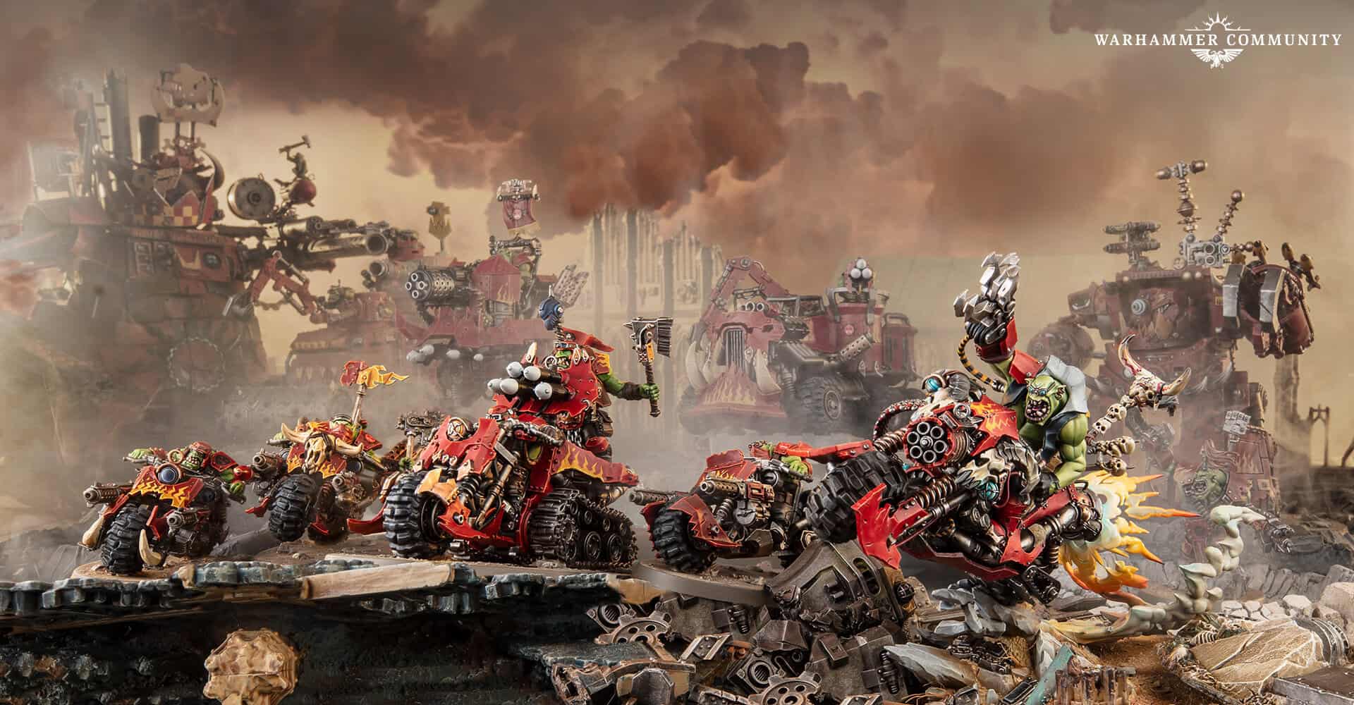 Ork Boyz mob charging across a battlefield in Codex Orks army rules reveal