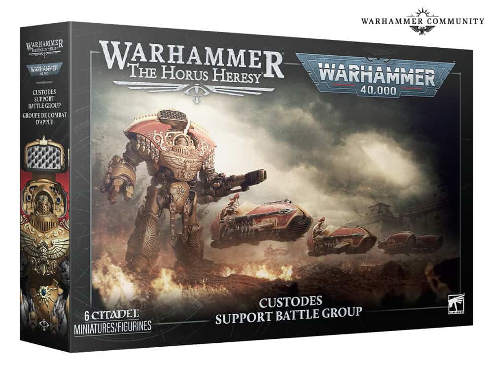 Custodes Support Battle Group box with Gyrfalcon jetbikes Pallas Grav-attack and Telemon Dreadnought