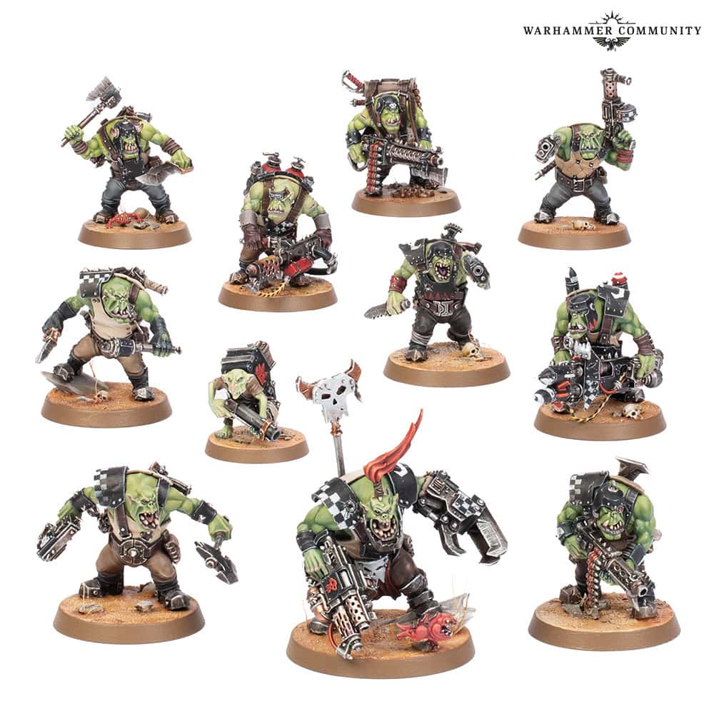 New Ork Boyz squad miniatures with shoota slugga and choppa