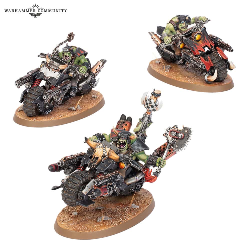 New Ork Warbikers miniatures with dakkaguns