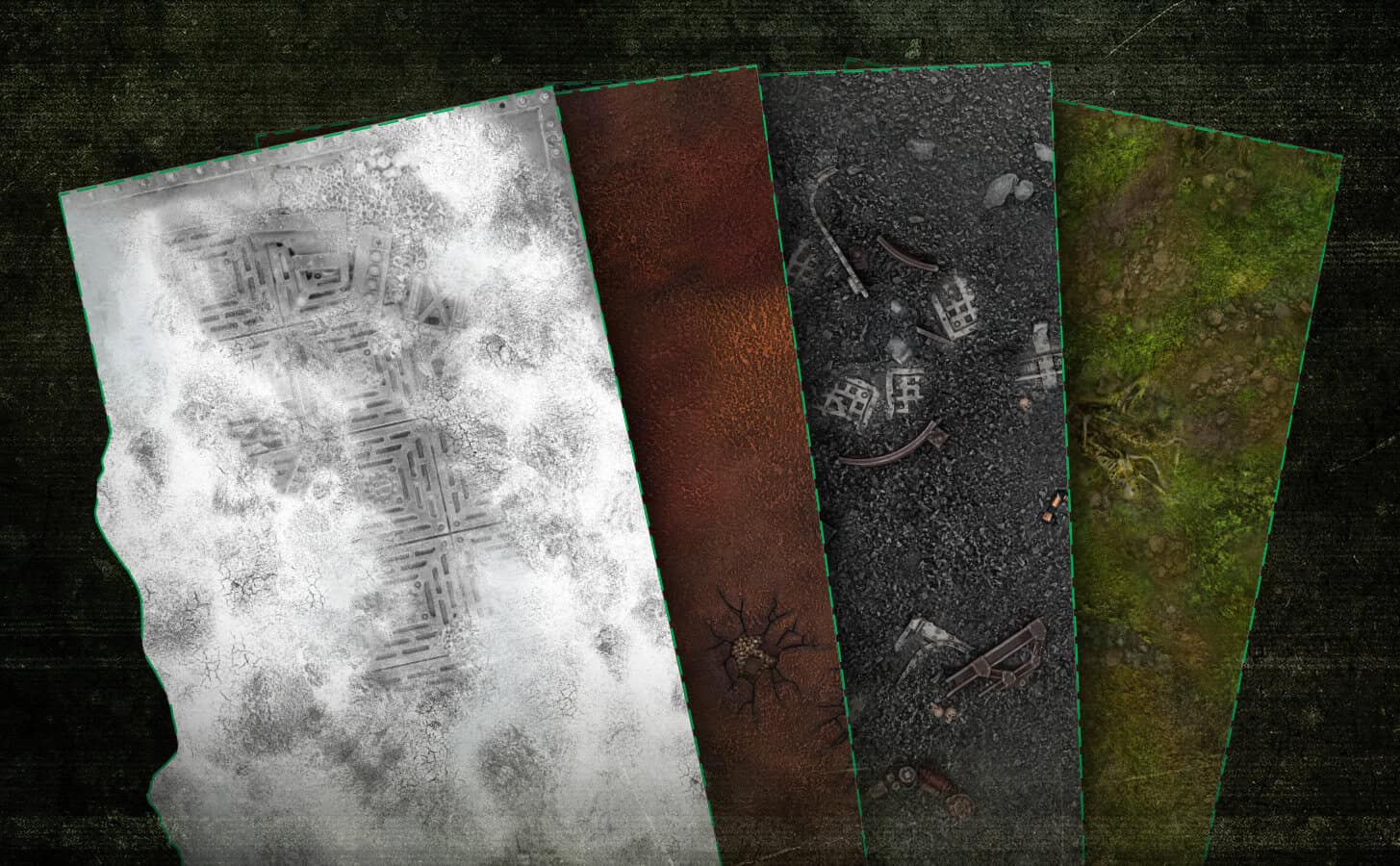 New free 40k terrain templates in four basing-matched styles