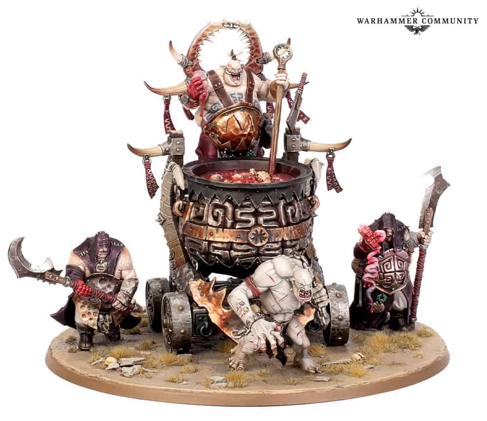 Redd the Maw High Slaughtermaster ogor behind his cauldron