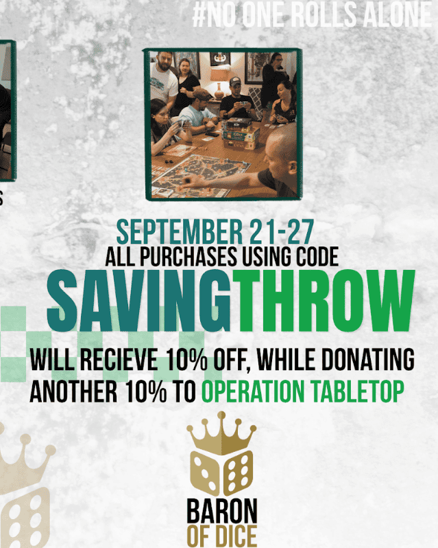 Saving Throw Promotion Baron of Dice
