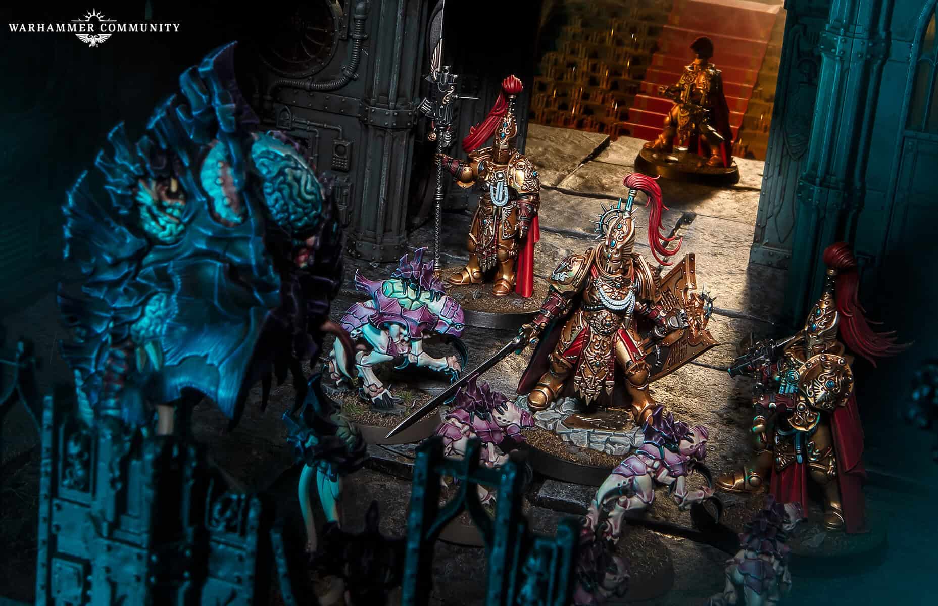Adeptus Custodes Custodians in golden armor from the new Adeptus Custodes codex
