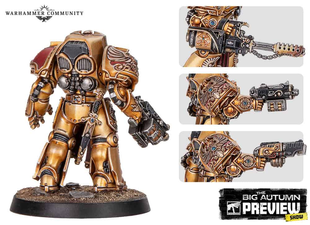 Aquilon Terminators squad arrayed for battle in Warhammer 40k