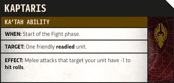 Kaptaris ka'tah rule card from the Adeptus Custodes codex